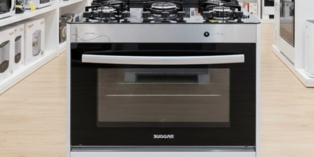 SUGGAR FOGÃO NEO GLASS PRATA MESA DE VIDRO 5 BOCAS