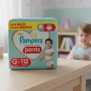 Fralda Pampers Premium Care Pants Tamanho G, Fácil de Vestir, 112 Unidades