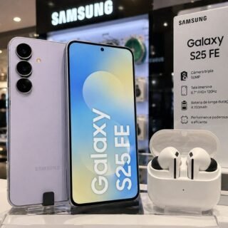 APP Smartphone Samsung Galaxy S25 FE 256GB 5G 8GB RAM – Azul + Fone de Ouvido Samsung Buds3 FE Cinza