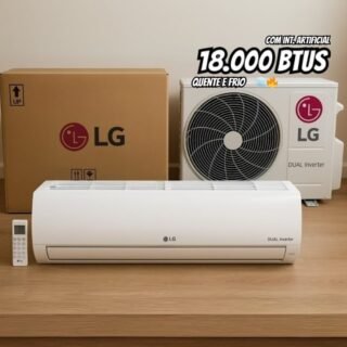 Ar Condicionado Split Hi Wall Inverter LG Dual Compact +AI 18000 BTU/h Quente e Frio S3-W18KLQAL – 220 Volts