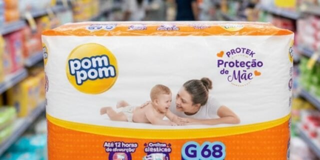 Fralda Pom Pom Protek Proteção de Mãe Hiper G 68 Unidades