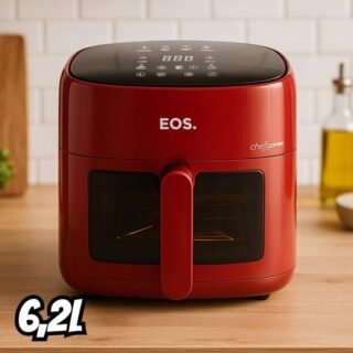 Fritadeira Sem Óleo Air Fryer Eos Chef Gourmet 6.2 Litros Compacta Digital Vermelho Eaf60v 110v