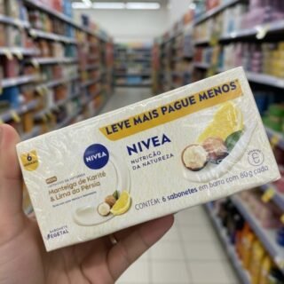 NIVEA Sabonete Vegetal Nutrição Da Natureza Manteiga De Karité & Lima Da Pérsia 80g (6 un.), Limpeza Delicada, Banho, Pele Macia e Hidratada, Fórmula Natural