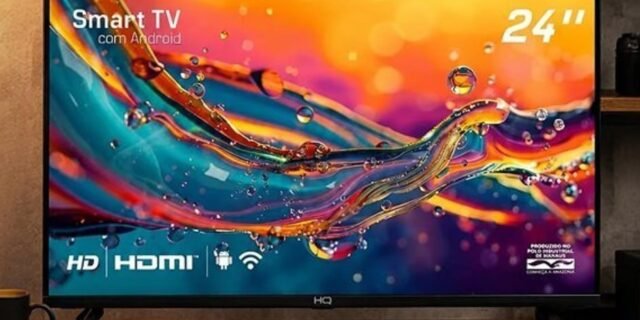 Smart TV HQ 24″ HD Tela Sem Bordas Android 12 Design Slim HQS24NKHM
