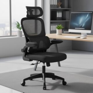 Cadeira de Escritório Suporte Lombar Ergonômico Malha Respirável Mesh Apoio Cabeça Confortavél Art Cadeiras Presidente Premium