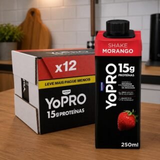 YoPRO Bebida Láctea UHT Morango – 15g de Proteínas, Líquido, Caixinha Tetra Pak 250ml (Pack com 12 unidades)