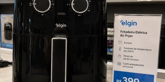 Fritadeira Air Fryer Six Fry Elgin 6,5L Cesto removível 1.500W Preta 110V