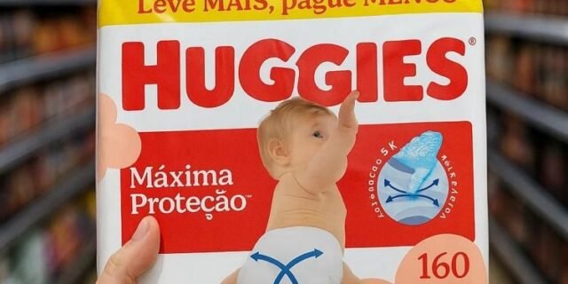 Fralda Descartável Huggies Máxima Proteção Tamanho 140 unidades – aberta com tecnologia Xtra-Flex, canais em X que se adaptam aos movimentos e máxima proteção