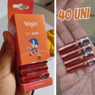 Caixa De Pilha Aaa Com 40 Unidades Elgin Palito – Tubo, Zinco