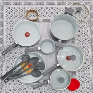 Jogo de Panelas Tefal Recycled Ceramic Verde 9 Peças – Revestimento Cerâmico