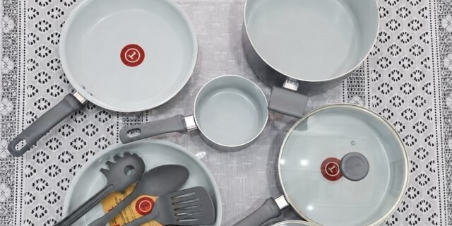 Jogo de Panelas Tefal Recycled Ceramic Verde 9 Peças – Revestimento Cerâmico