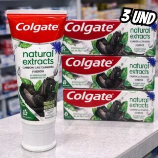 Colgate Natural Extracts Carvão Ativado E Menta Creme Dental, 3x90g