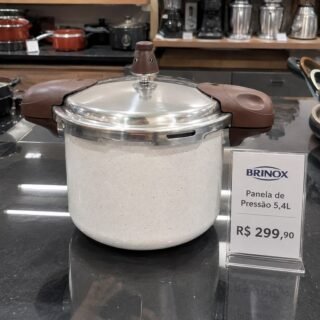 Brinox – Panela De Pressão 5,4l Antiaderente Ceramic Life Pressure Com Fundo De Indução – Vanilla