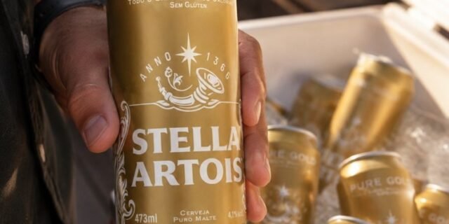 Pack Cerveja Stella Artois Pure Gold Sem Glúten, Lata, 473ml, Caixa 12 unidades