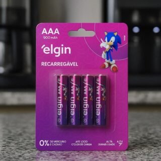 Pilha recarregável AAA 900mAh Elgin com 4 unidades Palito