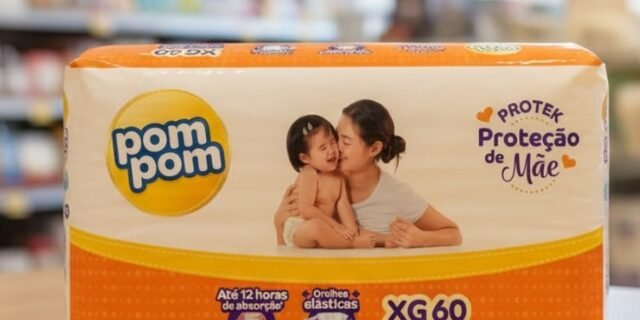 Fralda Pom Pom Protek Proteção de Mãe Hiper XG 60 Unidades