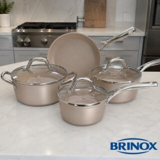 Conjunto de Panelas Brinox Antiaderente Essenza Nude 4 Peças Indução