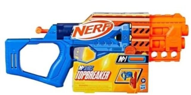 Nerf N Series Topbreaker, Lançador em plástico azul e laranja com 4 dardos
