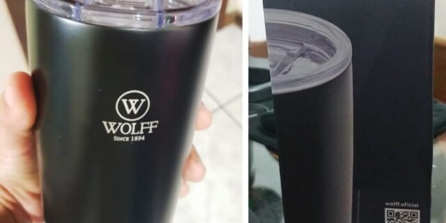 WOLFF – Copo Térmico de Aço Inox Parede Dupla Com Tampa 600ml