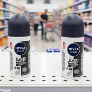 NIVEA MEN Desodorante Antitranspirante Roll On Invisible Black & White 50ml – Proteção prolongada de 48h, cuidado suave, ação antibacteriana, fórmula 5 em 1: anti-manchas, anti-odor