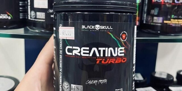 Creatine Turbo – sem sabor – Pote 300g – Black Skull – Suplementação para Treino, Performance, Ganho Muscular, Hipertrofia, Força e Resistência