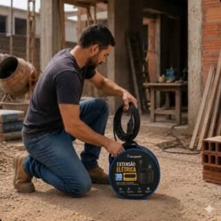 Extensão Elétrica 2×2,5mm de 30 Metros Reforçada 3 Tomadas Bivolt 10a 20a Cabo Resistente Profissional Residencial Obra Oficina Alta Durabilidade