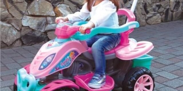 Quadriciclo Infantil Feminino Lady Star Rosa +9 Meses com Guia Maral