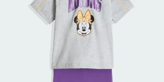 Conjunto Camiseta adidas Disney Minnie Mouse adidas Cinza / Light Grey Heather / Semi Ice Tangerine