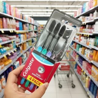 Colgate Slim Soft Black Escova de Dente Macia, 4 Unidades