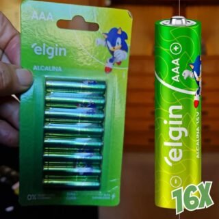 Pilha Alcalina AAA com 16 unidades Elgin Palito