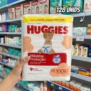 Fralda Descartável Huggies Máxima Proteção Tamanho Xxxl 128 Unidades – Fralda Aberta Com Tecnologia Xtra-flex, Canais Em X Que Se Adaptam Aos Movimentos E Máxima Proteção Sem Fralda Caída