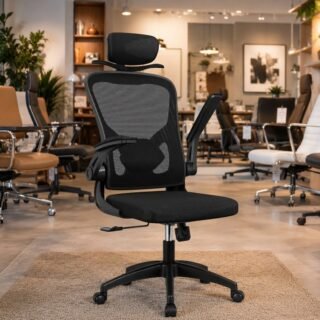 Cadeira de escritório ergonômica com estofado de mesh