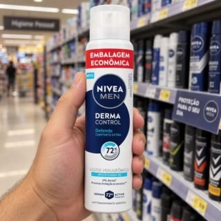 NIVEA MEN Desodorante Antitranspirante Aerossol Derma Control Defende 200ml, Proteção 72h, Previne Irritações, Ácido Hialurônico, Conforto Extra