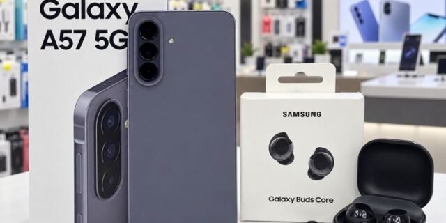 Samsung Combo Galaxy A57 5G (256GB) – Cinza + Galaxy Buds Core – Preto
