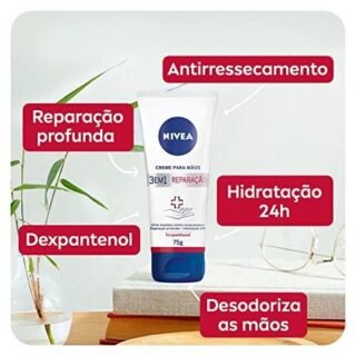 Nivea Creme Para Mãos Reparação Com Dexpanthenol 75g, Alívio Do Ressecamento, Hidratação 24h, Reparação Profunda, Uso Diário, Pele Seca E Extrasseca