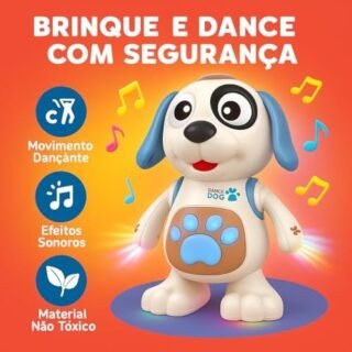 DM Toys Brinquedo Interativo Musical Mexe Danca Luz e Som Dancing Cachorro