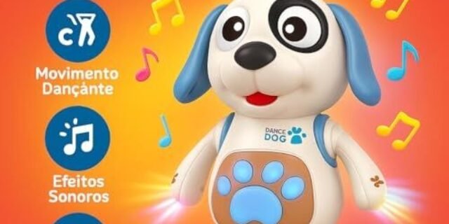 DM Toys Brinquedo Interativo Musical Mexe Danca Luz e Som Dancing Cachorro