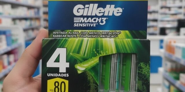 Gillette Mach3 Sensitive Carga Aparelho de Barbear com Aloe 4 Unidades