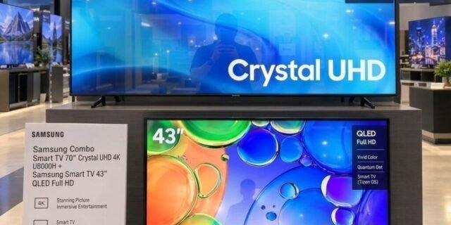 Samsung Combo Smart TV 70″ Crystal UHD 4K U8000H + Samsung Smart TV 43″ QLED Full HD