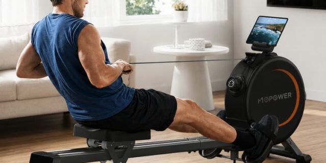 Remo Magnético Indoor Doméstico 8 Níveis – Trilho De Alumínio 1 M, Movimento Silencioso, Suporte Para Tablet, Capacidade De Até 150 Kg