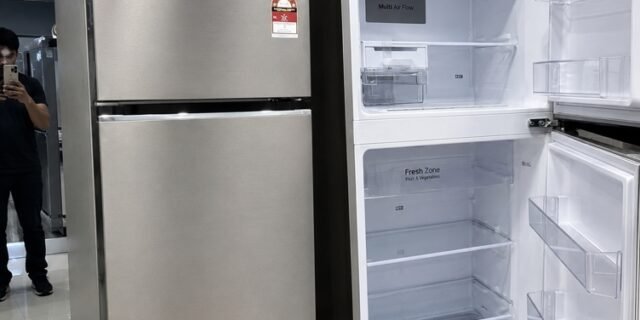 Geladeira Lg Frost Free Inverter 375l Duplex Look Gn-b372pfmb Inox