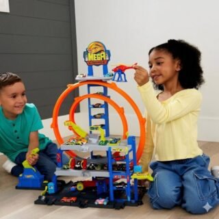 Kit Pista Hot Wheels Mega Garagem Mattel. Conjunto Com Elevador E Estacionamento Para Vários Veículos. Diversão E Corridas Para Crianças A Partir De 4 Anos