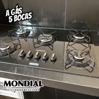 MONDIAL Cooktop a Gás, 5 Bocas, Preto/Inox, Bivolt – CTG-02