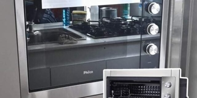 Philco Forno Elétrico de Embutir PFE47E Esmaltado Dupla Resistência 47L 220V Cinza