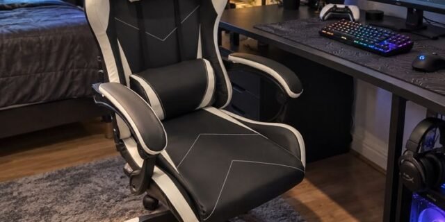 Cadeira De Jogos Com Encosto Alto, Apoios De Braços Fixos Em Quatro Pontos, Altura Ajustável (branco)