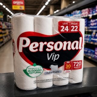 Personal VIP – Papel Higiênico Folha Dupla, Branco 24 unidades (Embalagem pode variar)