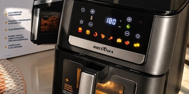 Air Fryer Britânia 6,5l 1700w 8 Funções Painel Digital Redstone Baf65a