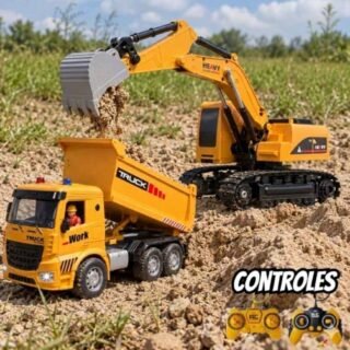 Escavadeira Carros De Controle Remoto, Caminhão De Construção De Rc, Escavadeira, Brinquedo 2 Em 1 Com Luzes, Escala 1:20, 2.4ghz Com 2 Baterias Recarregáveis