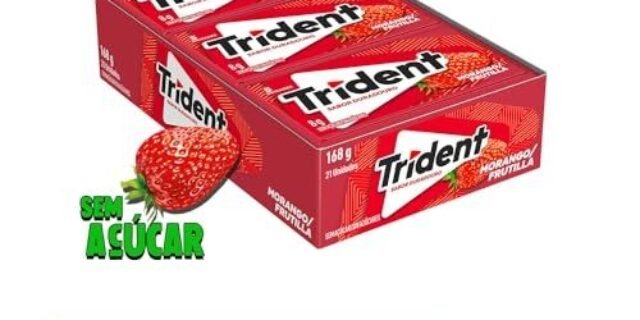Goma De Mascar De Morango Trident, 8g, Pack Com 21 Unidades