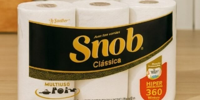 Snob Papel toalha multiuso folha dupla branca hiper 360fls, 3 rolos